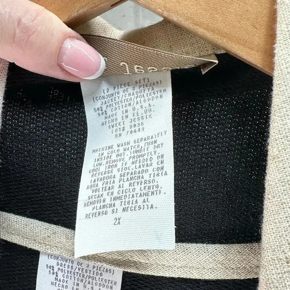 Sweet Jessie 2 piece black/tan maxi dress + short sleeve jacket turtle shells 2X - Picture 7 of 9